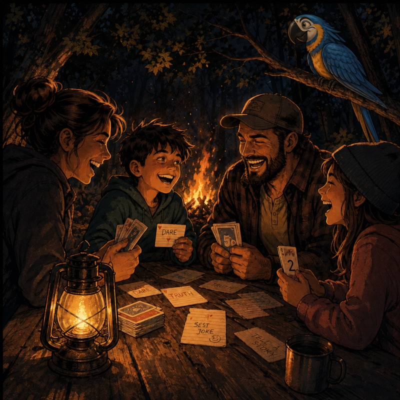 Omakaw Backstory - Panel 4: The Campfire Game